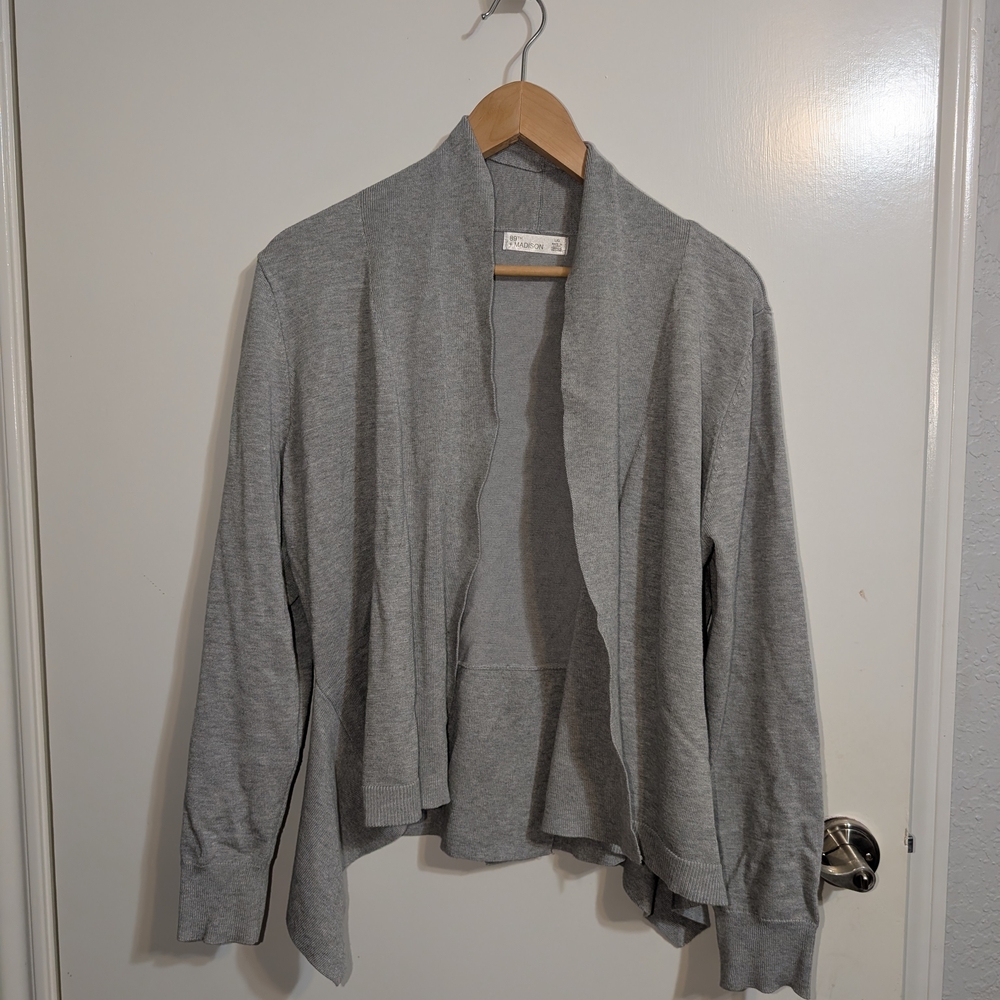 Gray Open Front Women's Sweater